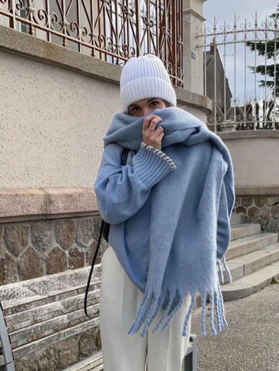 Cachecol Azul Bebê